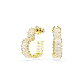 Matrix Gold-Tone Plated Baguette Cut Heart Hoop Earrings 5693512
