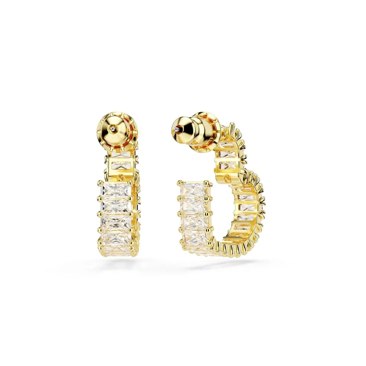 Matrix Gold-Tone Plated Baguette Cut Heart Hoop Earrings 5693512