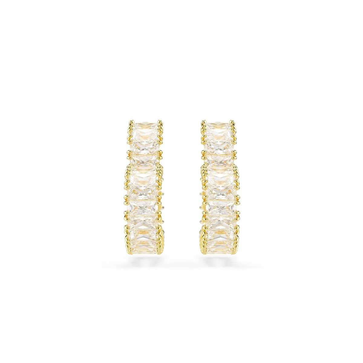 Matrix Gold-Tone Plated Baguette Cut Heart Hoop Earrings 5693512