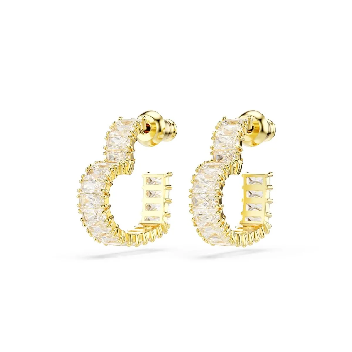 Matrix Gold-Tone Plated Baguette Cut Heart Hoop Earrings 5693512