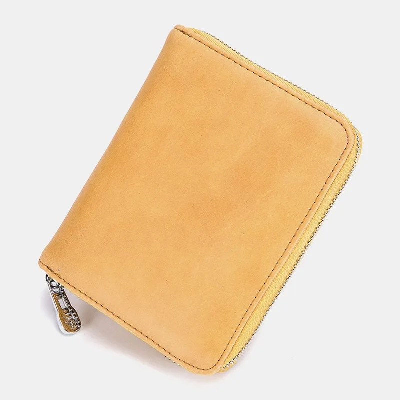 Men Genuine Leather RFID Anti-theft Organ Shape Multi-card Slots Coin Purse Card Wallet