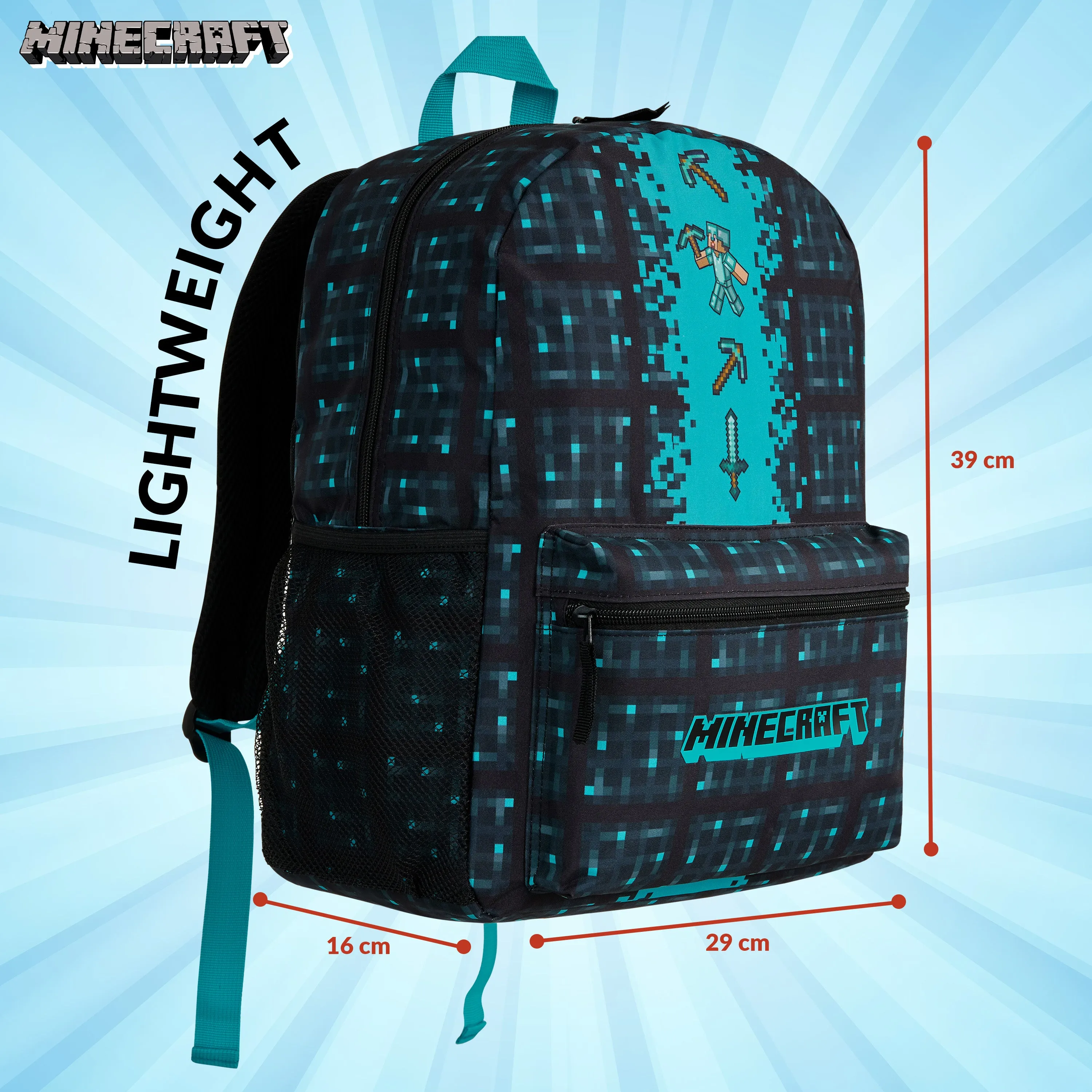 Minecraft School Bag Boys and Girls, Kids Backpack (Blue)