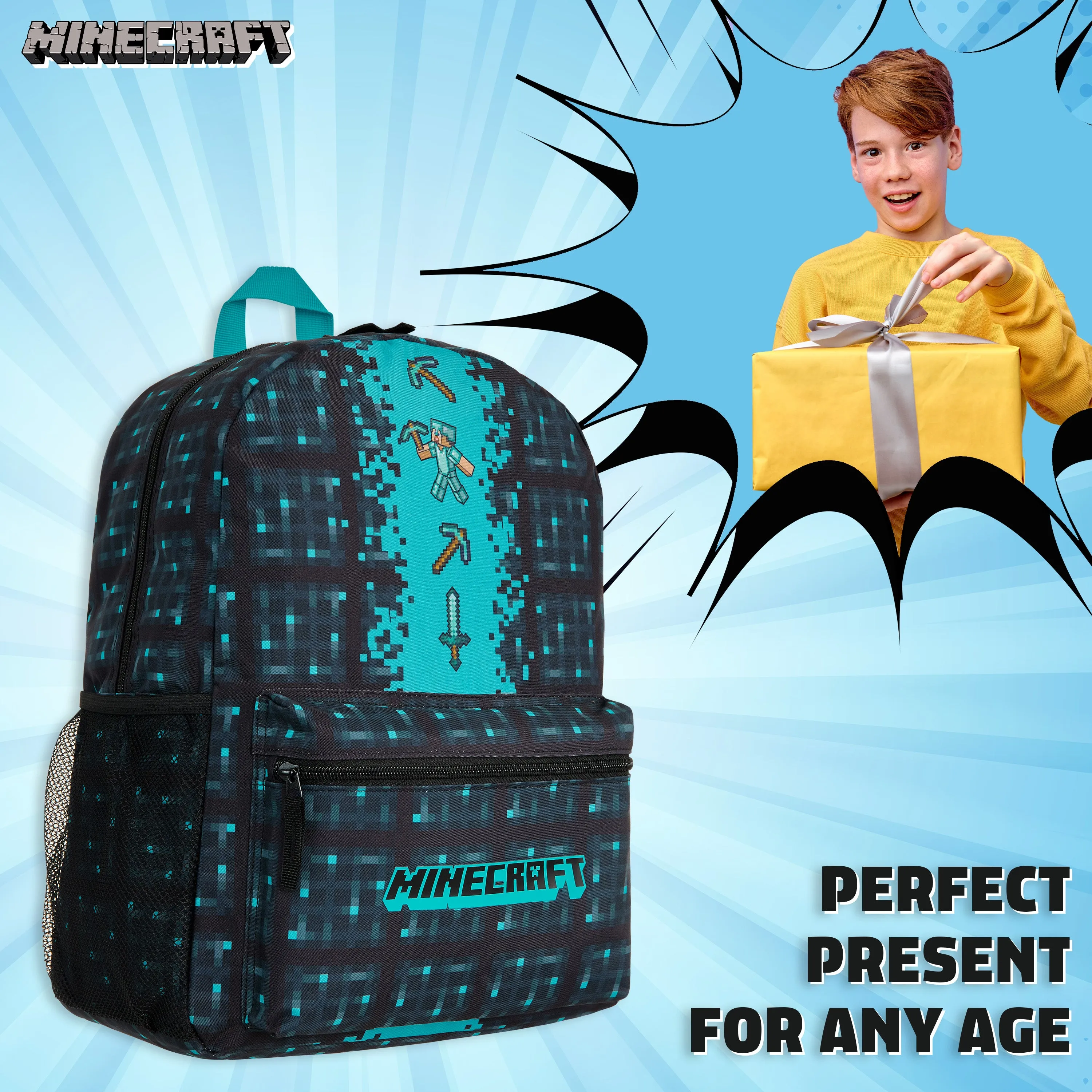 Minecraft School Bag Boys and Girls, Kids Backpack (Blue)