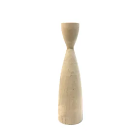 Natural Wooden Candle Holder -  9"