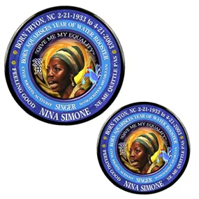 Nina Simone Singer Magnet   Pin, Astrology Aquarius Pisces Cusp Zodiac Water Rooster, Blue, 3"