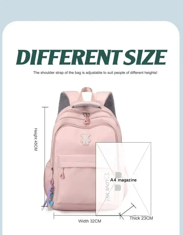 Pink Student Schoolbag Junior High School Boys and Girls Backpack 1688-12