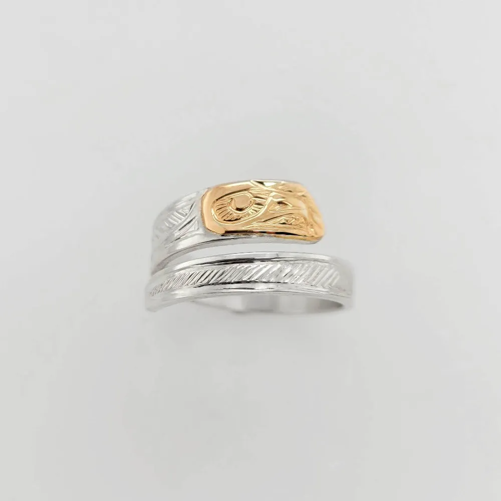 Silver & Gold Eagle Wrap Ring