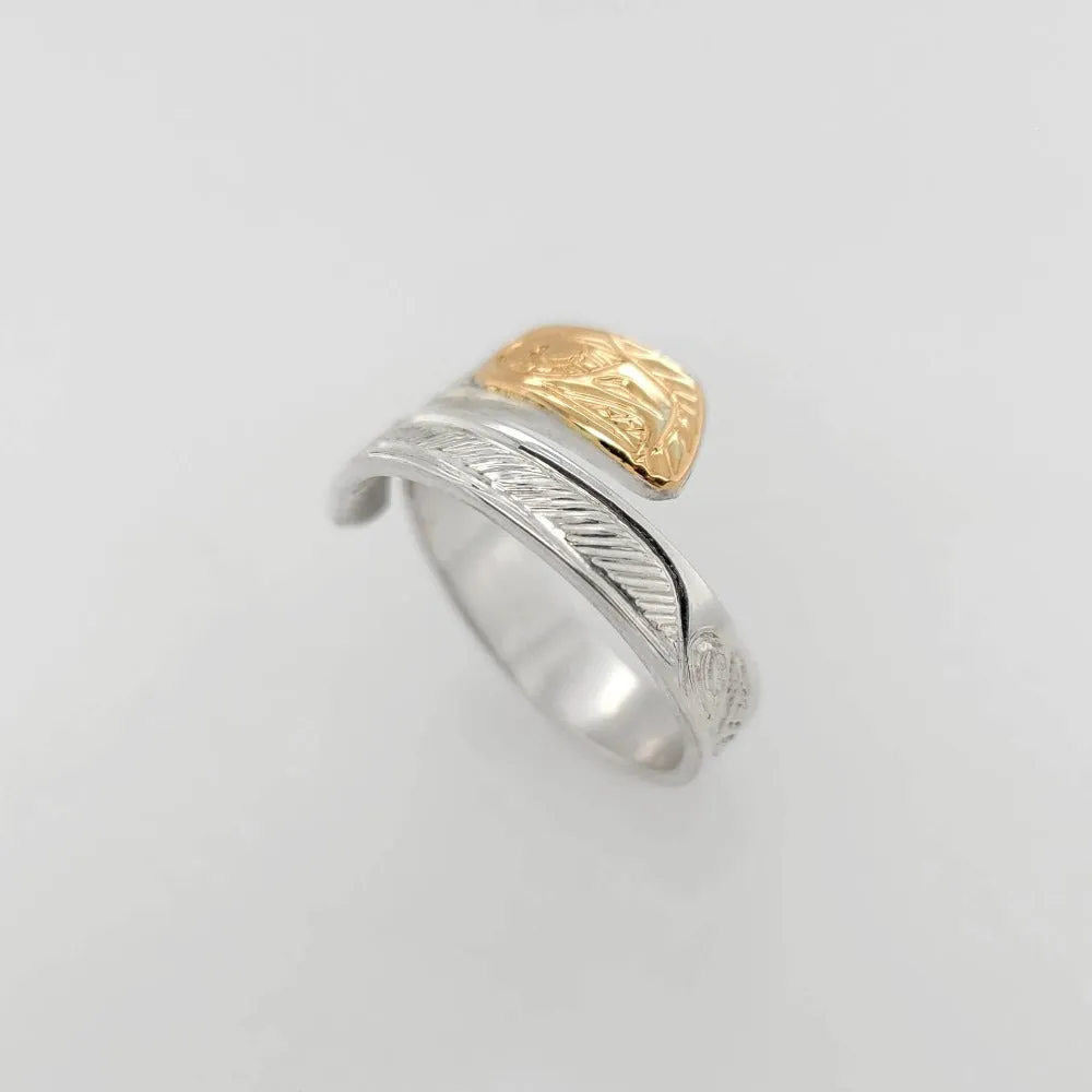 Silver & Gold Eagle Wrap Ring