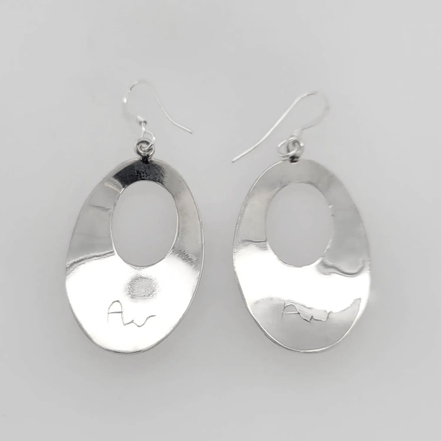 Silver and Gold Oval Eagle Earrings