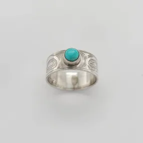Silver and Turquoise Eagle Sporty Style Ring