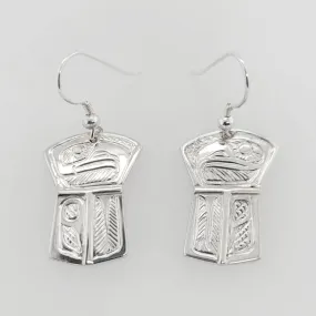 Silver Copper Shield Eagle Earrings