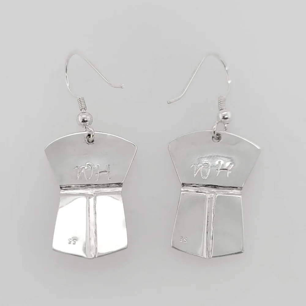 Silver Copper Shield Eagle Earrings