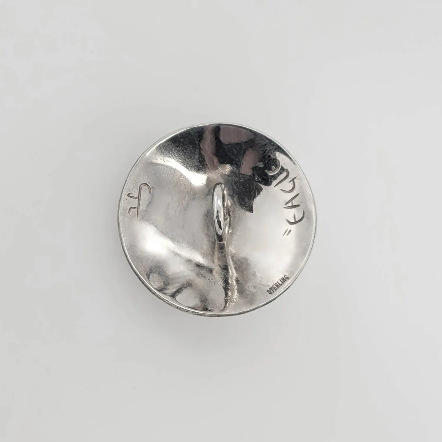 Silver Domed Pendant with Garnet