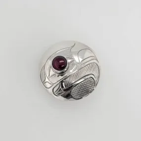 Silver Domed Pendant with Garnet