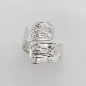 Silver Eagle & Killer Whale Wrap Ring