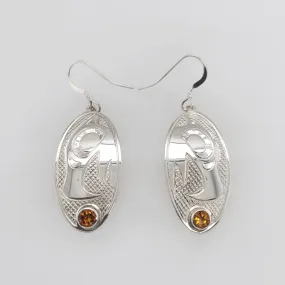 Silver Eagle Earrings with Stone