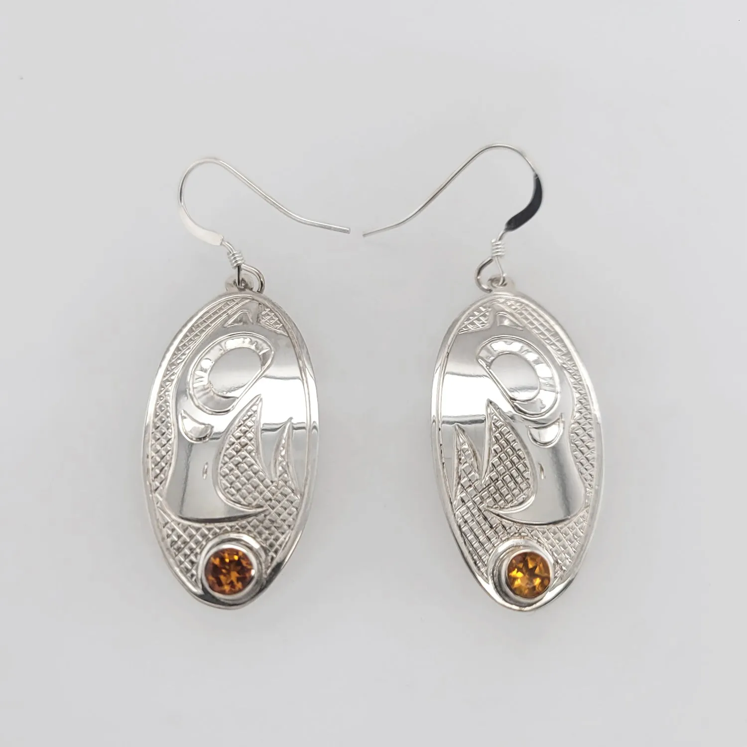 Silver Eagle Earrings with Stone
