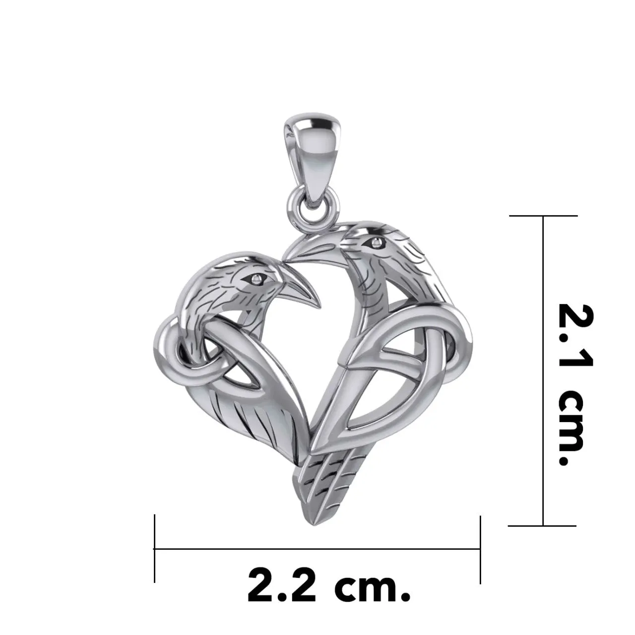 Sterling Silver Celtic Pendant Necklace: Love of The Mythical Celtic Raven Heart