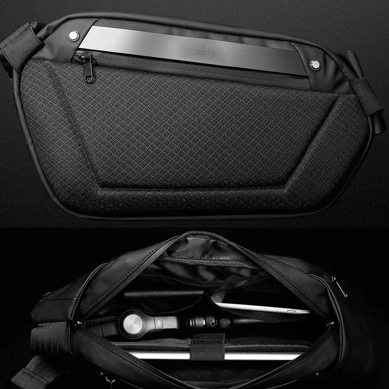 THE CLOWNFISH Hard Shell Sling Bag - Water Repellent, Anti-Theft | Tablet Compartment | 21x10x37 cm | Black