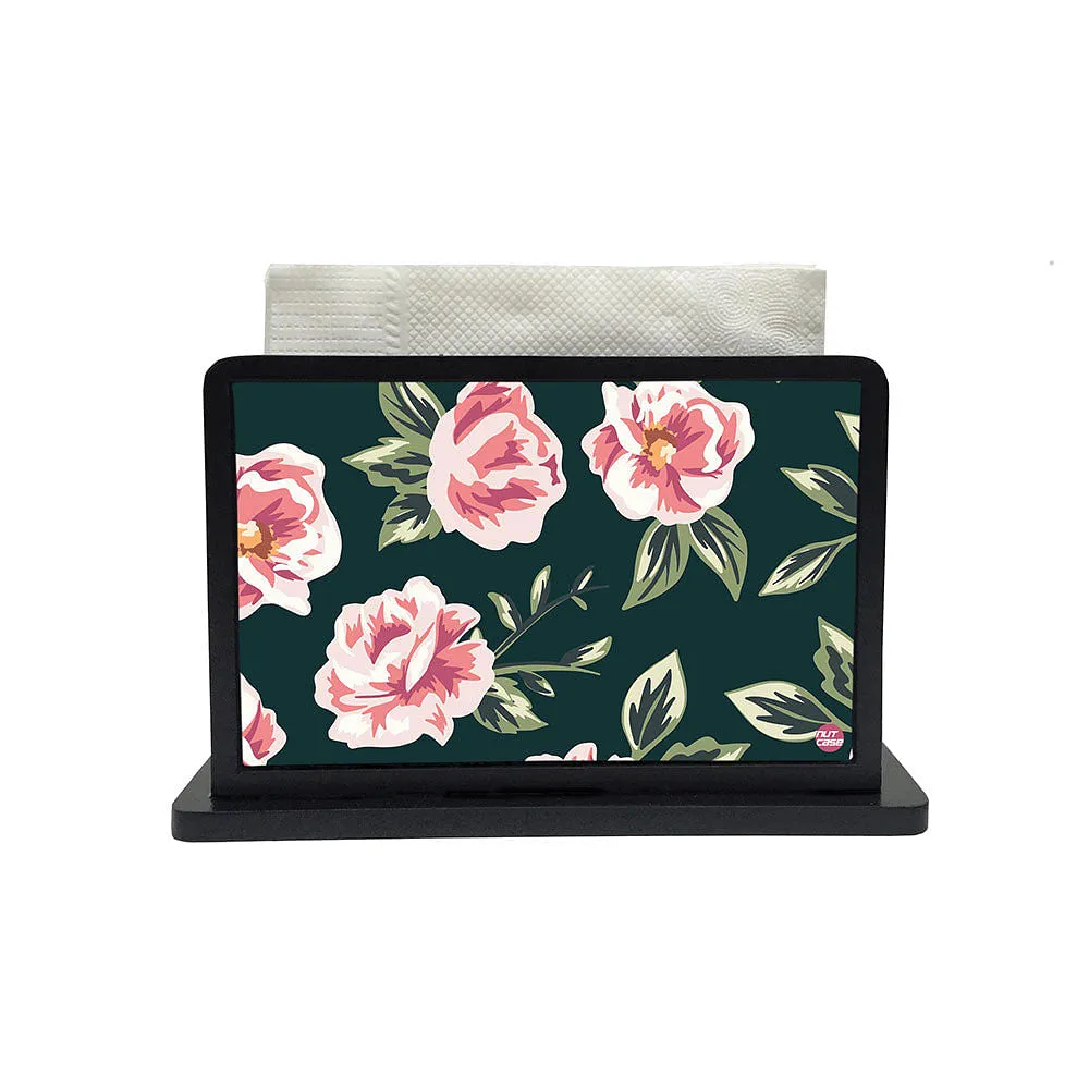 Tissue Holder Paper Napkin Stand - Vintage Pink Roses