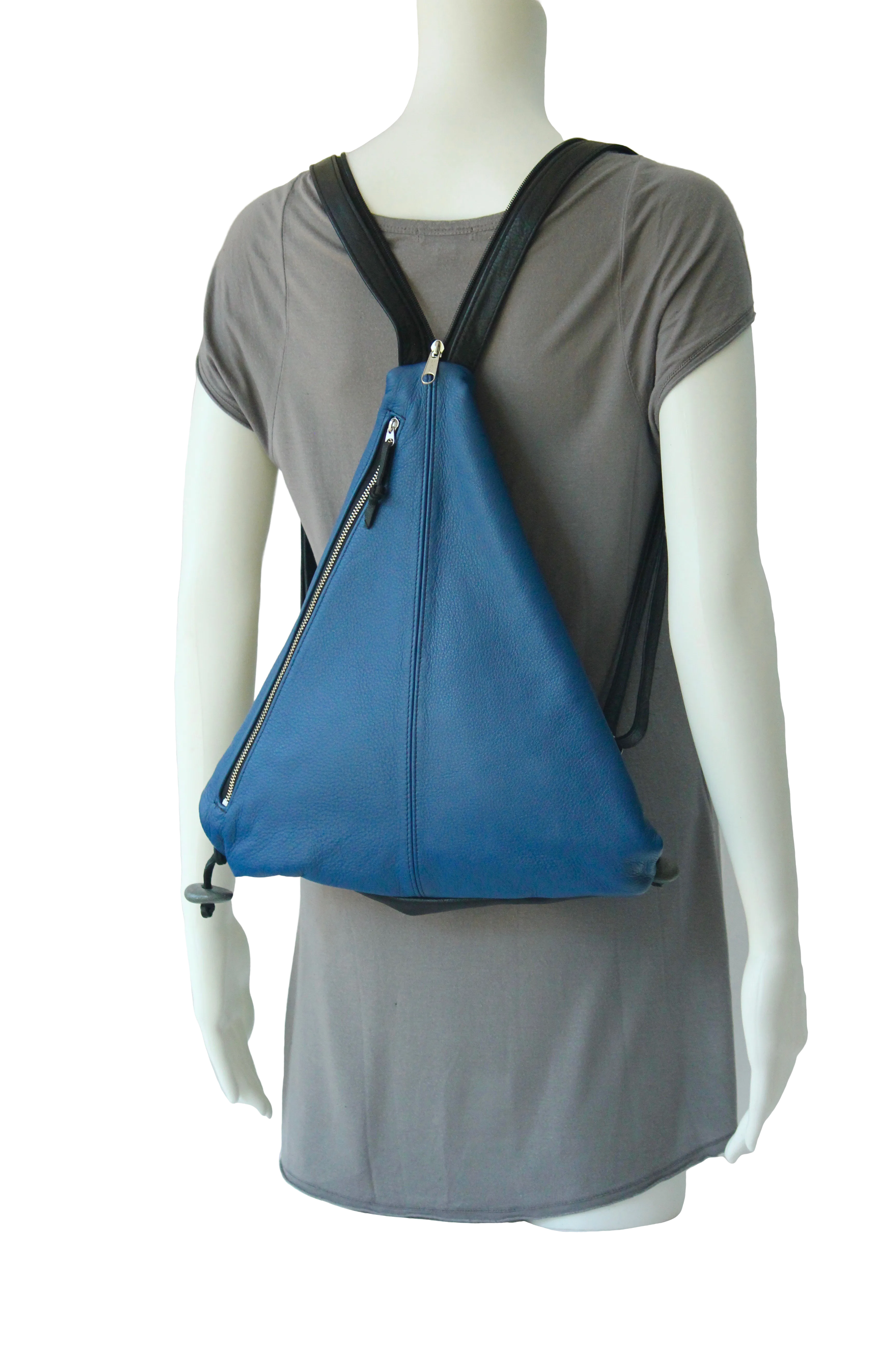 Triangle Fold - Convertible Genuine Leather Purse, Backpack, or Shoulder Bag