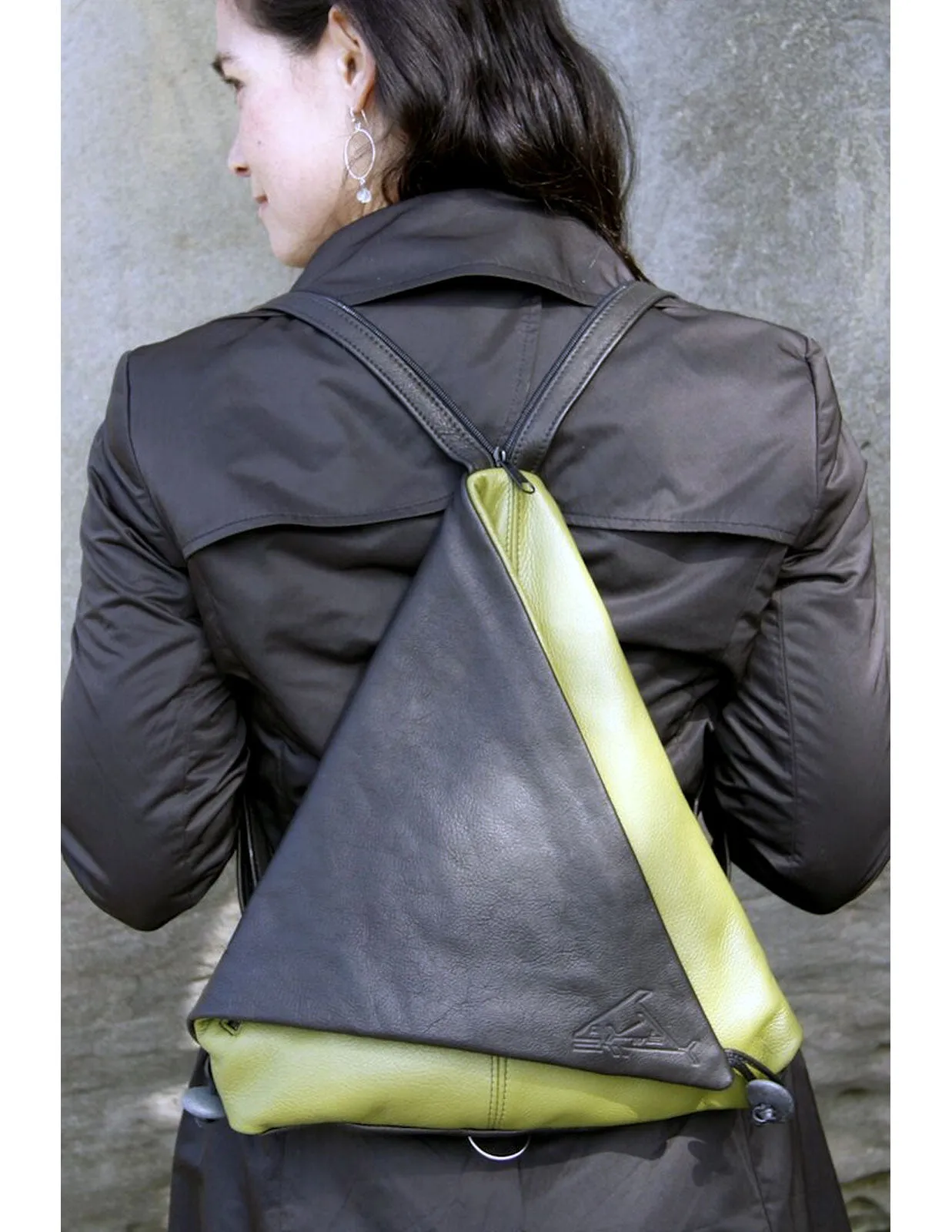 Triangle Fold - Convertible Genuine Leather Purse, Backpack, or Shoulder Bag
