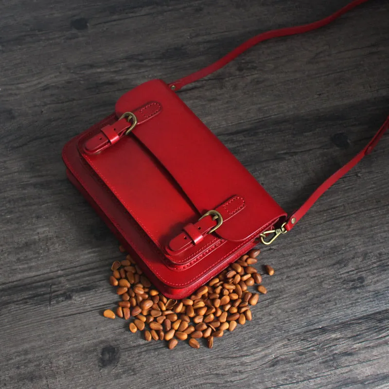 Vintage Leather Satchel Bag Womens Crossbody Bags Shoulder Bag