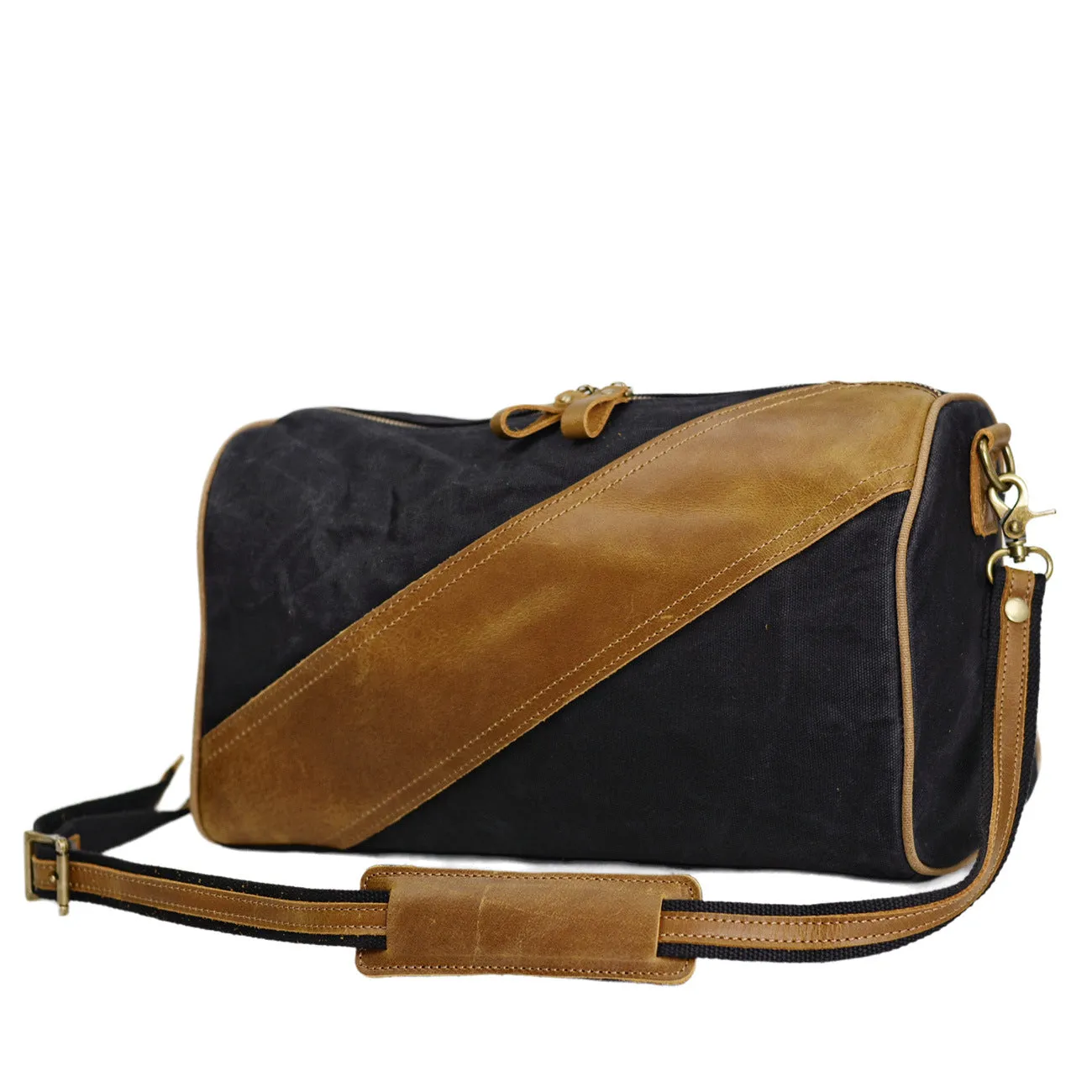 Waterproof Waxed Canvas Messenger Bag with Genuine Leather