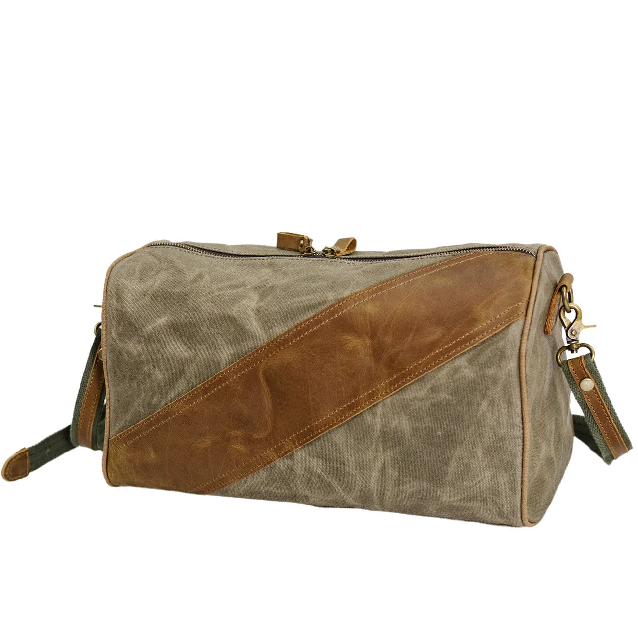 Waterproof Waxed Canvas Messenger Bag with Genuine Leather