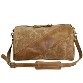 Waterproof Waxed Canvas Messenger Bag with Genuine Leather