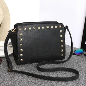 Women Crossbody Faux-Leather Sling Bag with Fashionable Spike Studs or Rivets