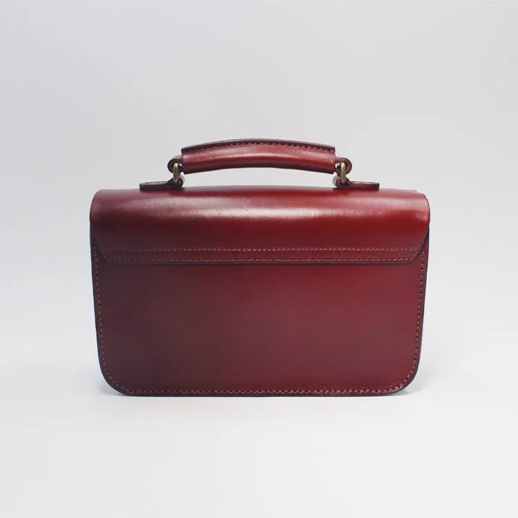 Womens Vintage Brown Leather Satchel Bag Crossbody Bags Handbags
